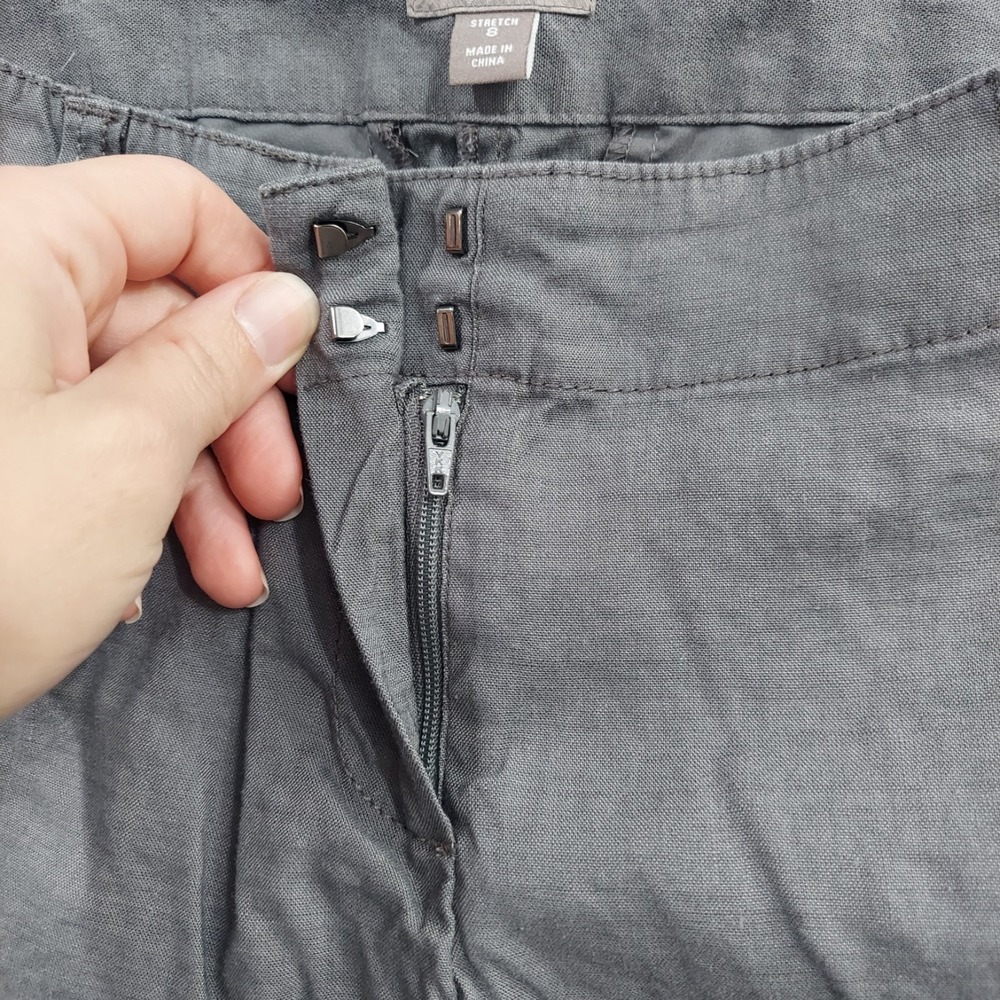 J. Jill Capri Pants Women's Size 8 Gray Linen Blend Stretch‎ Cropped Trousers - Picture 3 of 12